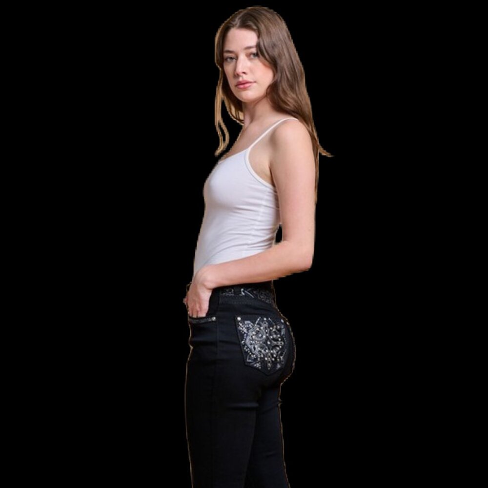 Westfield Women's Embroidered High Waist Boot Cut Jeans